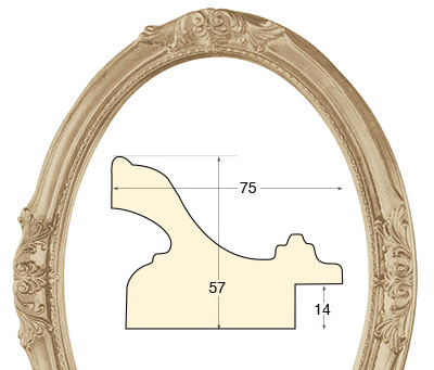 Okvir ovalni dekorirani 60x80 cm neobrađeno drvo