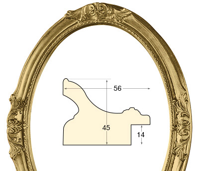 Okvir ovalni dekorirani 30x40 cm zlato