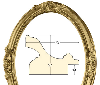 Okvir ovalni dekorirani 60x80 cm zlato