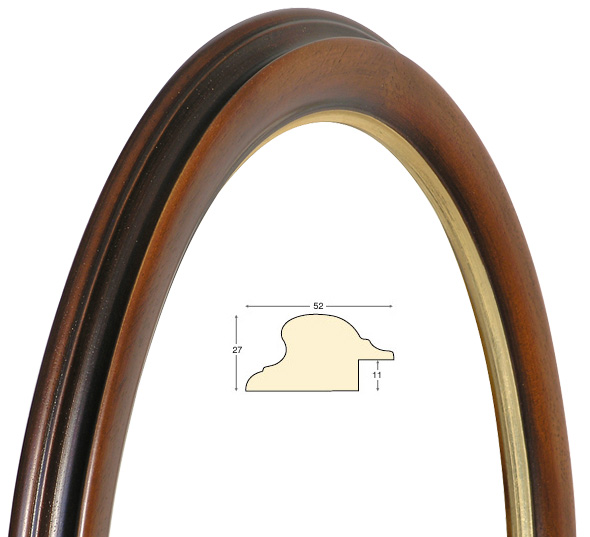 Okviri ovalni smeđi zlatni rub 40x50 cm
