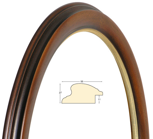 Okviri ovalni smeđi zlatni rub 60x80 cm